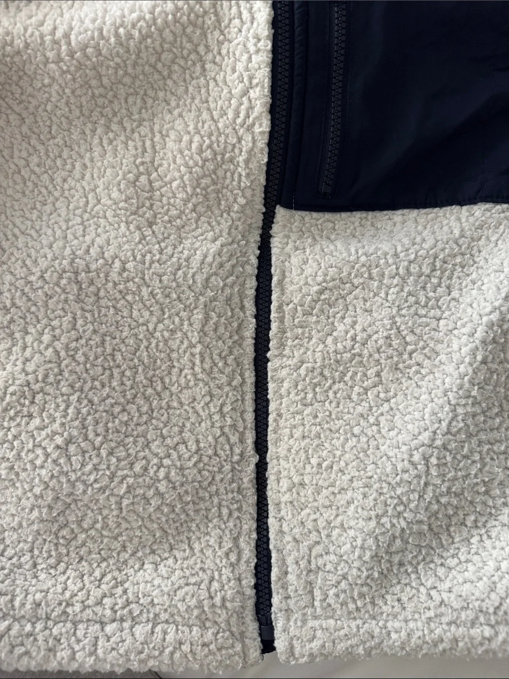 GAP Cream Sherpa Jacket with Navy Contrast Pocket
